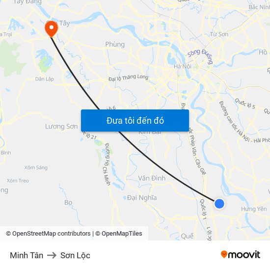 Minh Tân to Sơn Lộc map