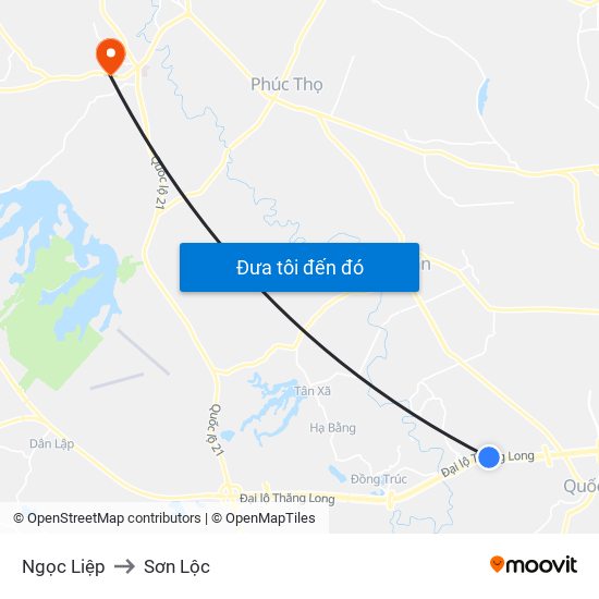 Ngọc Liệp to Sơn Lộc map