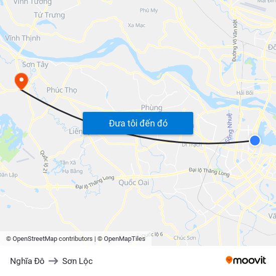 Nghĩa Đô to Sơn Lộc map