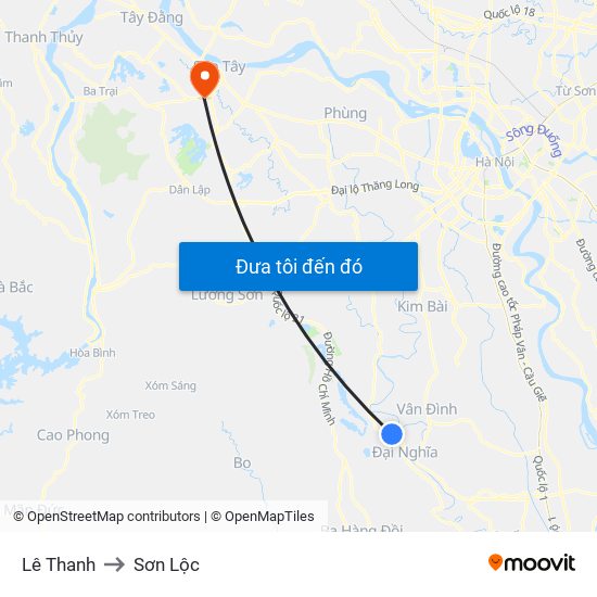 Lê Thanh to Sơn Lộc map