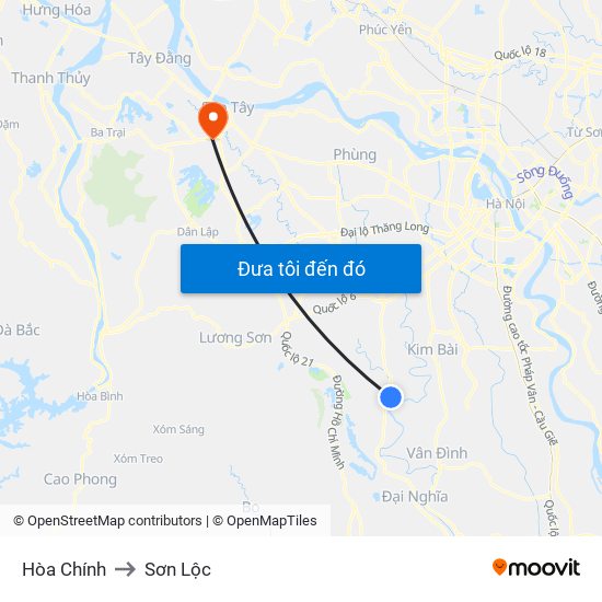 Hòa Chính to Sơn Lộc map