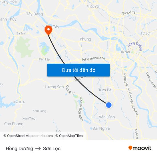 Hồng Dương to Sơn Lộc map