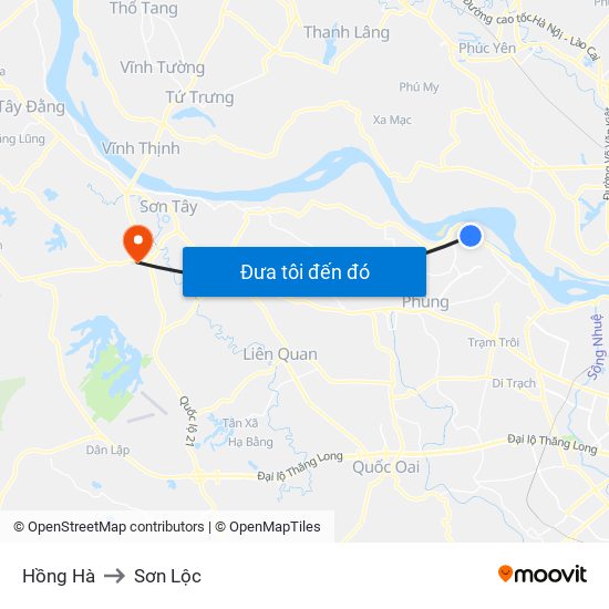 Hồng Hà to Sơn Lộc map