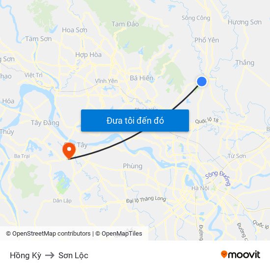 Hồng Kỳ to Sơn Lộc map