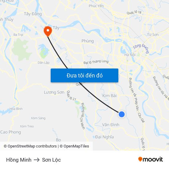 Hồng Minh to Sơn Lộc map