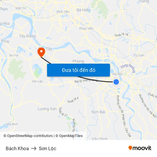Bách Khoa to Sơn Lộc map