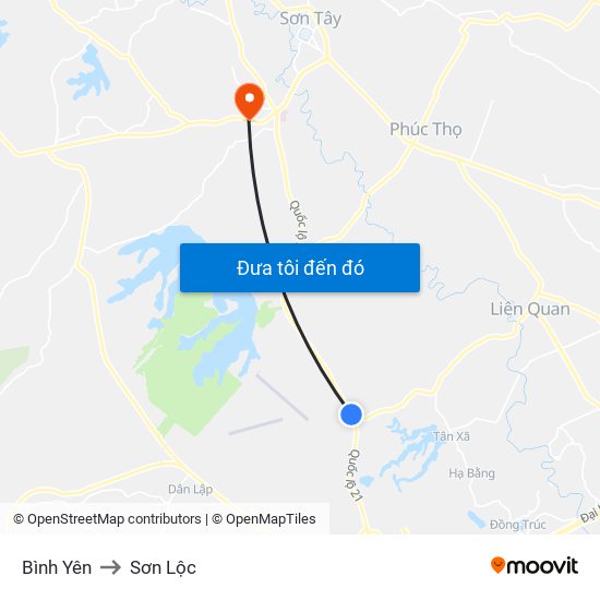 Bình Yên to Sơn Lộc map