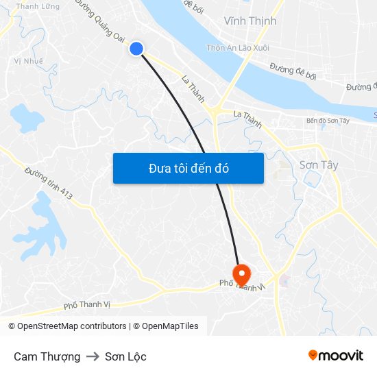 Cam Thượng to Sơn Lộc map