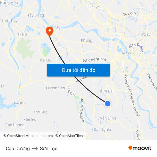 Cao Dương to Sơn Lộc map