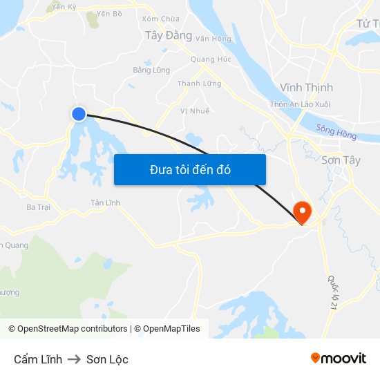 Cẩm Lĩnh to Sơn Lộc map