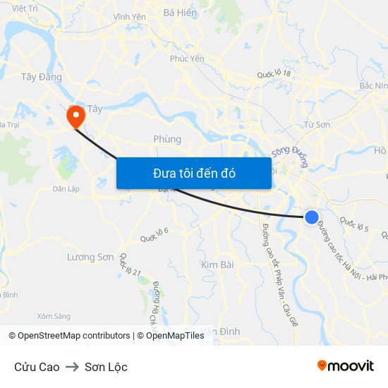 Cửu Cao to Sơn Lộc map