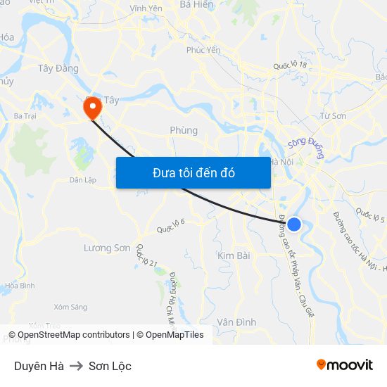 Duyên Hà to Sơn Lộc map