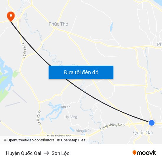 Huyện Quốc Oai to Sơn Lộc map