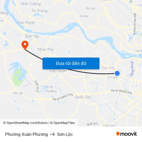 Phường Xuân Phương to Sơn Lộc map