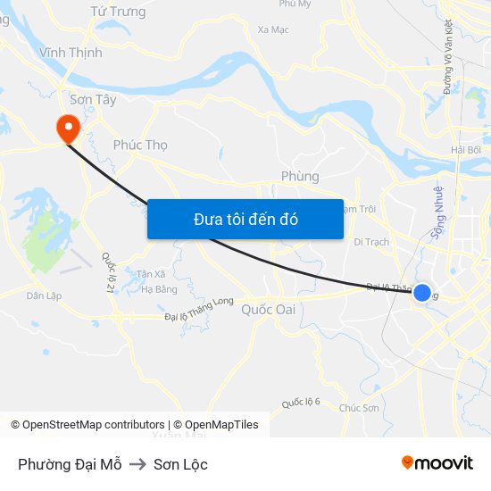 Phường Đại Mỗ to Sơn Lộc map