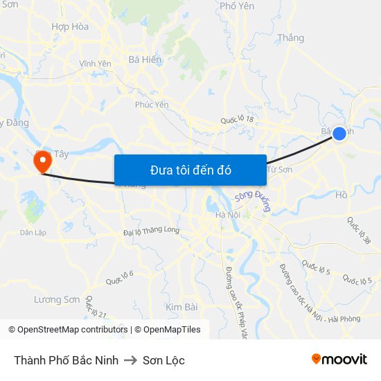 Thành Phố Bắc Ninh to Sơn Lộc map