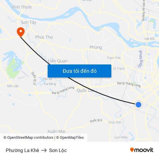 Phường La Khê to Sơn Lộc map