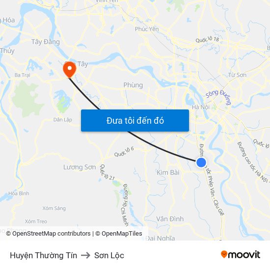 Huyện Thường Tín to Sơn Lộc map