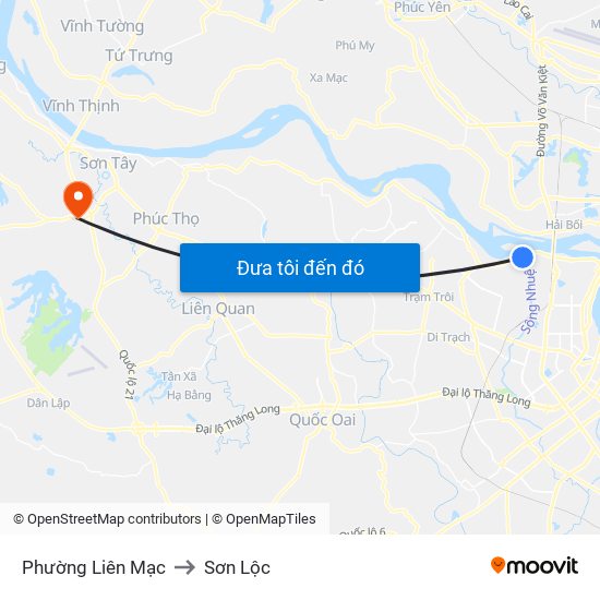 Phường Liên Mạc to Sơn Lộc map