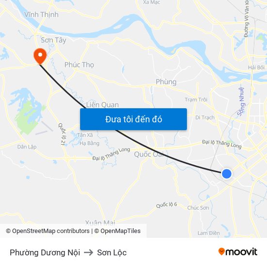 Phường Dương Nội to Sơn Lộc map