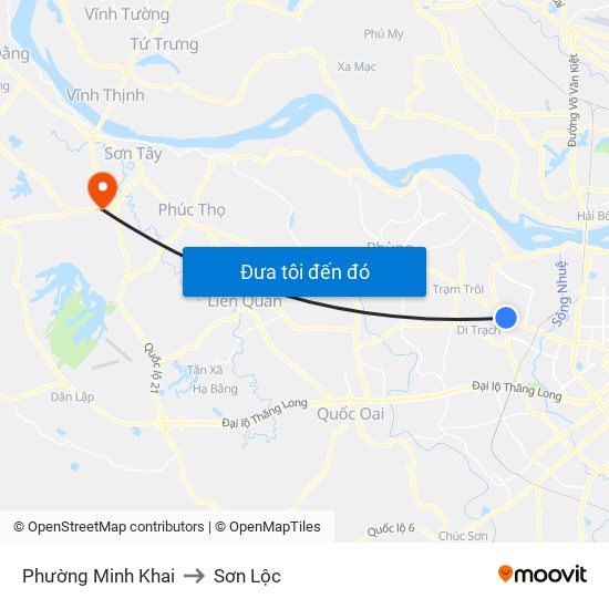 Phường Minh Khai to Sơn Lộc map