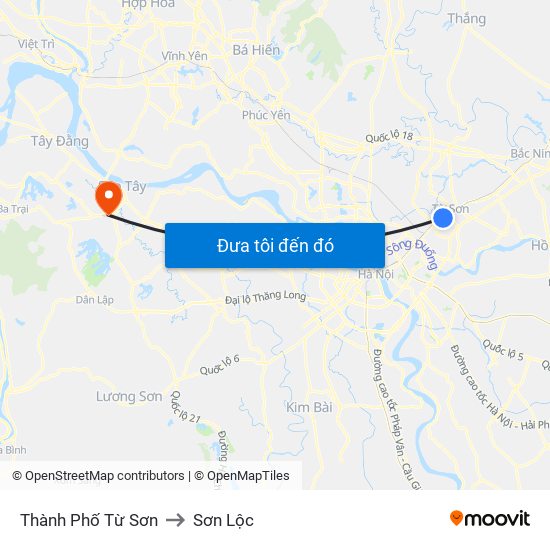 Thành Phố Từ Sơn to Sơn Lộc map