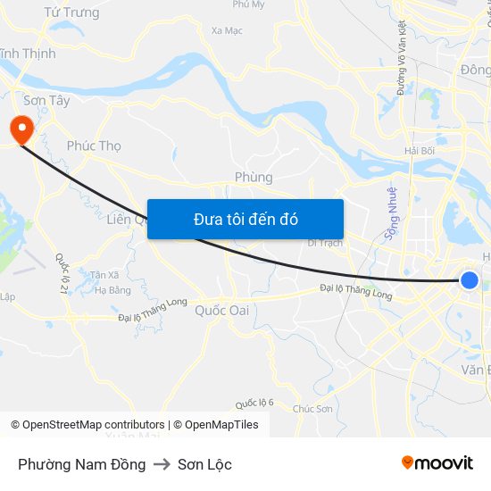 Phường Nam Đồng to Sơn Lộc map