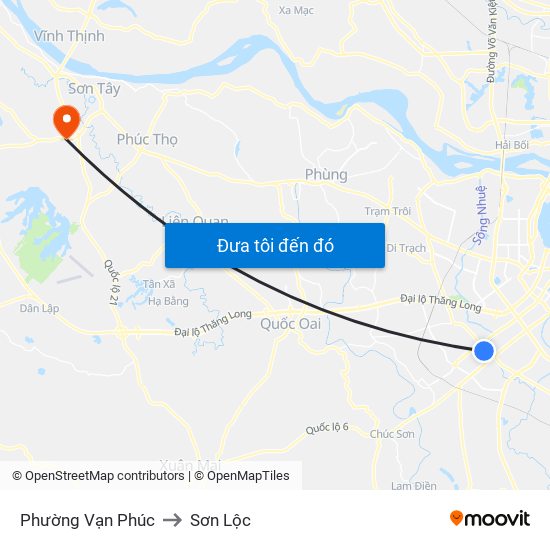 Phường Vạn Phúc to Sơn Lộc map