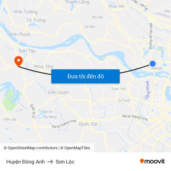 Huyện Đông Anh to Sơn Lộc map