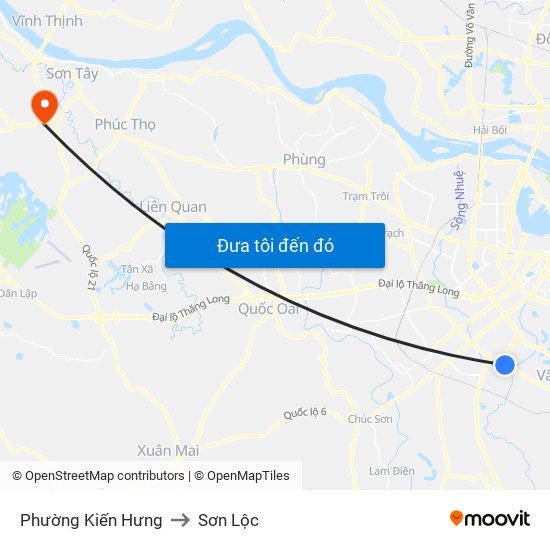 Phường Kiến Hưng to Sơn Lộc map