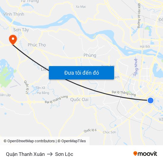 Quận Thanh Xuân to Sơn Lộc map