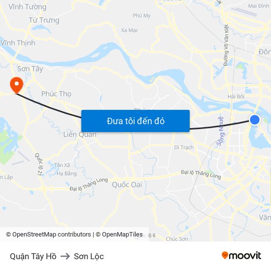 Quận Tây Hồ to Sơn Lộc map