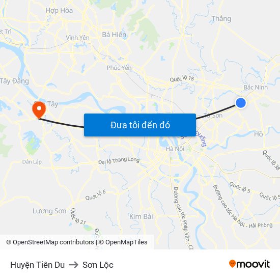 Huyện Tiên Du to Sơn Lộc map