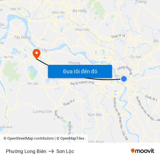 Phường Long Biên to Sơn Lộc map