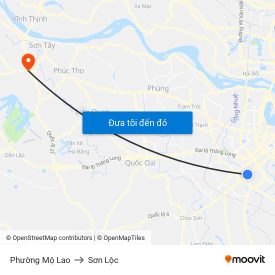 Phường Mộ Lao to Sơn Lộc map