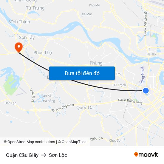 Quận Cầu Giấy to Sơn Lộc map