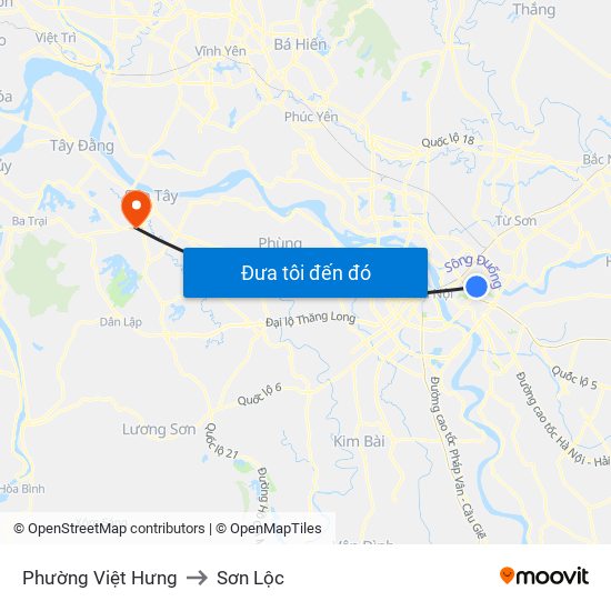 Phường Việt Hưng to Sơn Lộc map