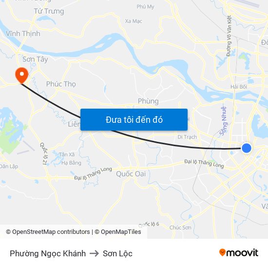 Phường Ngọc Khánh to Sơn Lộc map