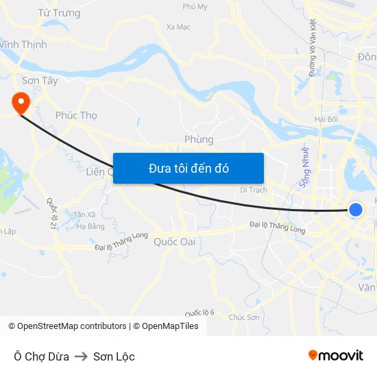 Ô Chợ Dừa to Sơn Lộc map