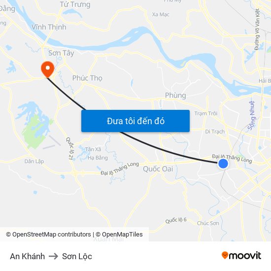 An Khánh to Sơn Lộc map