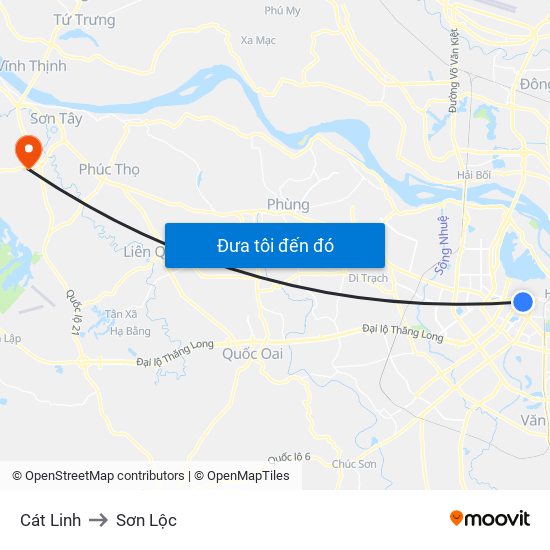 Cát Linh to Sơn Lộc map