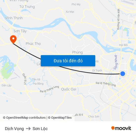 Dịch Vọng to Sơn Lộc map