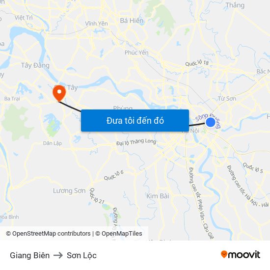 Giang Biên to Sơn Lộc map