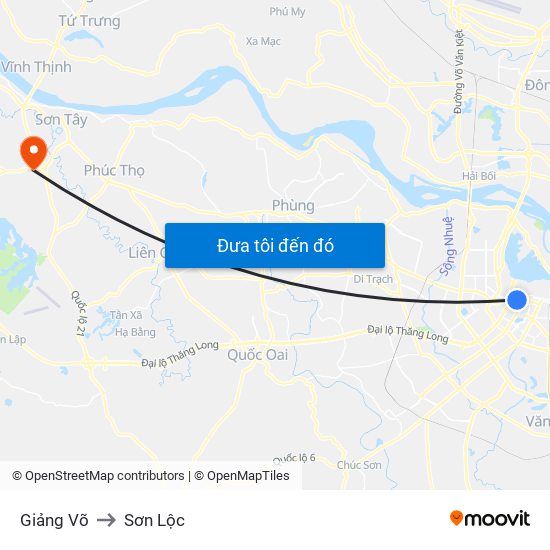 Giảng Võ to Sơn Lộc map