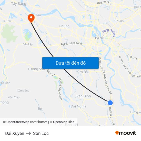 Đại Xuyên to Sơn Lộc map