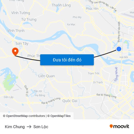 Kim Chung to Sơn Lộc map