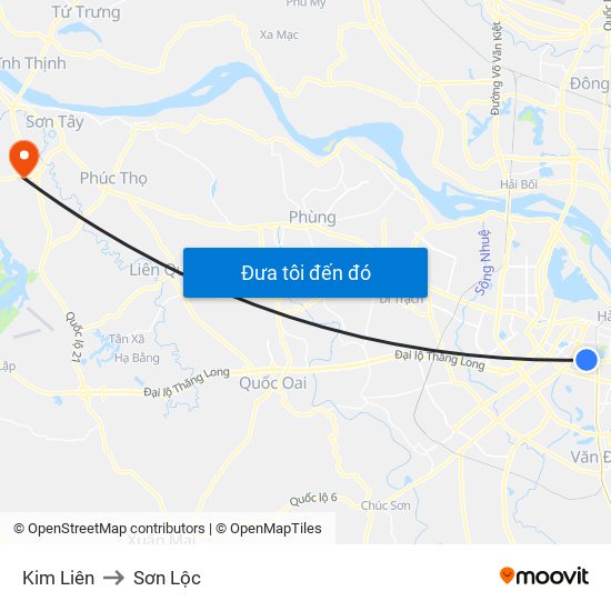 Kim Liên to Sơn Lộc map