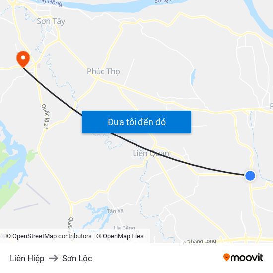 Liên Hiệp to Sơn Lộc map