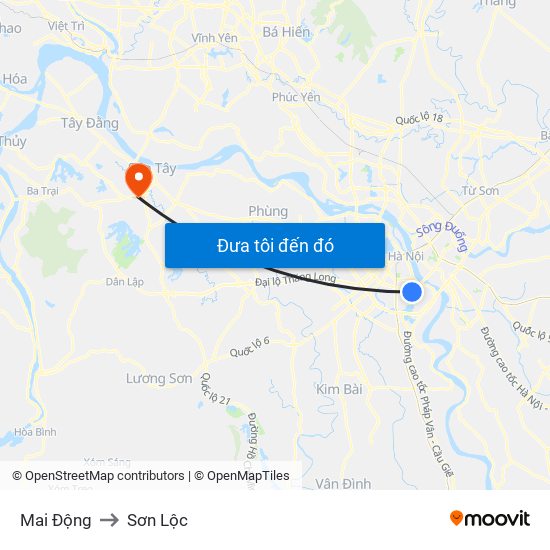 Mai Động to Sơn Lộc map