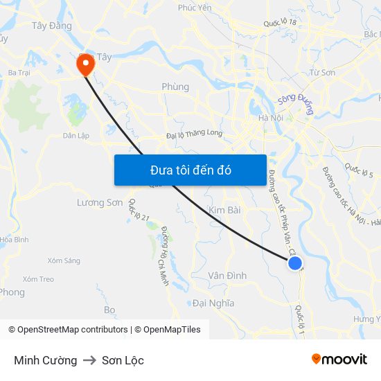 Minh Cường to Sơn Lộc map